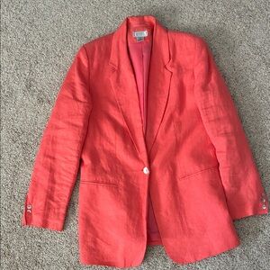 Jennifer Moore Coral Linen Blazer